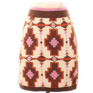 Cider Southwestern Knit Mini Skirt Geometric Colorblock Boho Western Size S